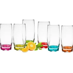 Szklanki do drinków wysokie Glasmark kolorowe dno 350 ml zestaw 6 szklanek