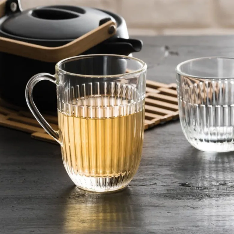 Szklanki do kawy herbaty z uchem 380 ml Florina Comet komplet 6 sztuk w zestawie z długimi łyżeczkami do latte