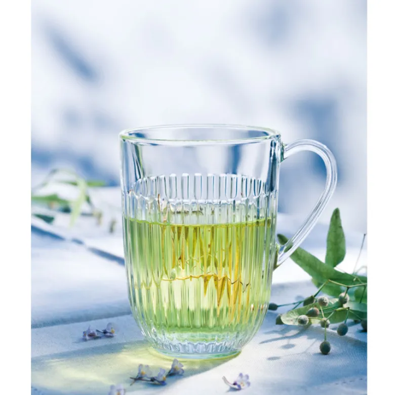 Szklanki do kawy herbaty z uchem 380 ml Florina Comet komplet 6 sztuk w zestawie z długimi łyżeczkami do latte