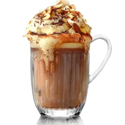 Szklanki do kawy herbaty z uchem 380 ml Florina Comet komplet 6 sztuk w zestawie z długimi łyżeczkami do latte