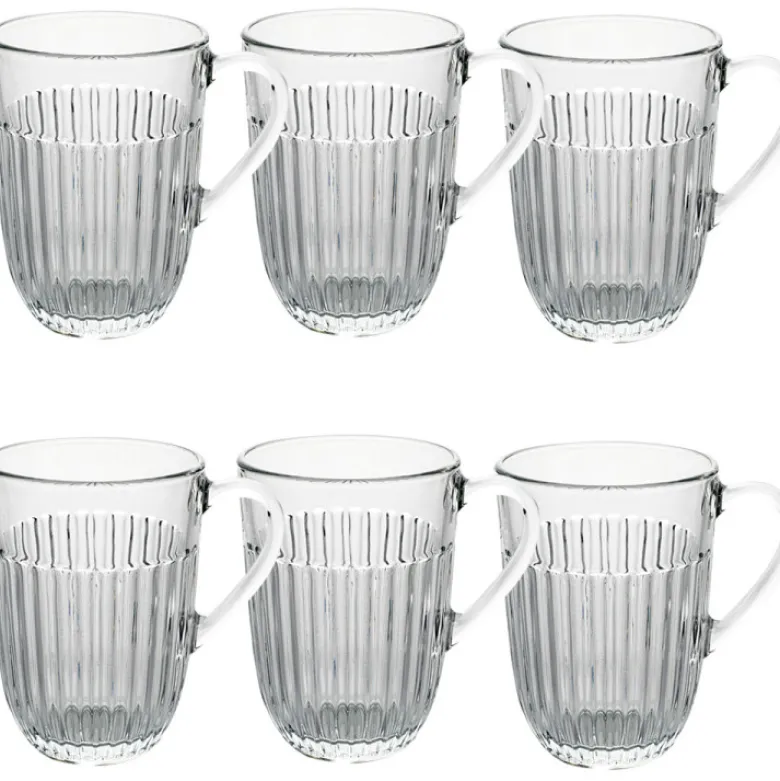 Szklanki do kawy herbaty z uchem 380 ml Florina Comet komplet 6 sztuk w zestawie z długimi łyżeczkami do latte