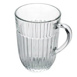 Szklanki do kawy herbaty z uchem 380 ml Florina Comet komplet 6 sztuk w zestawie z długimi łyżeczkami do latte