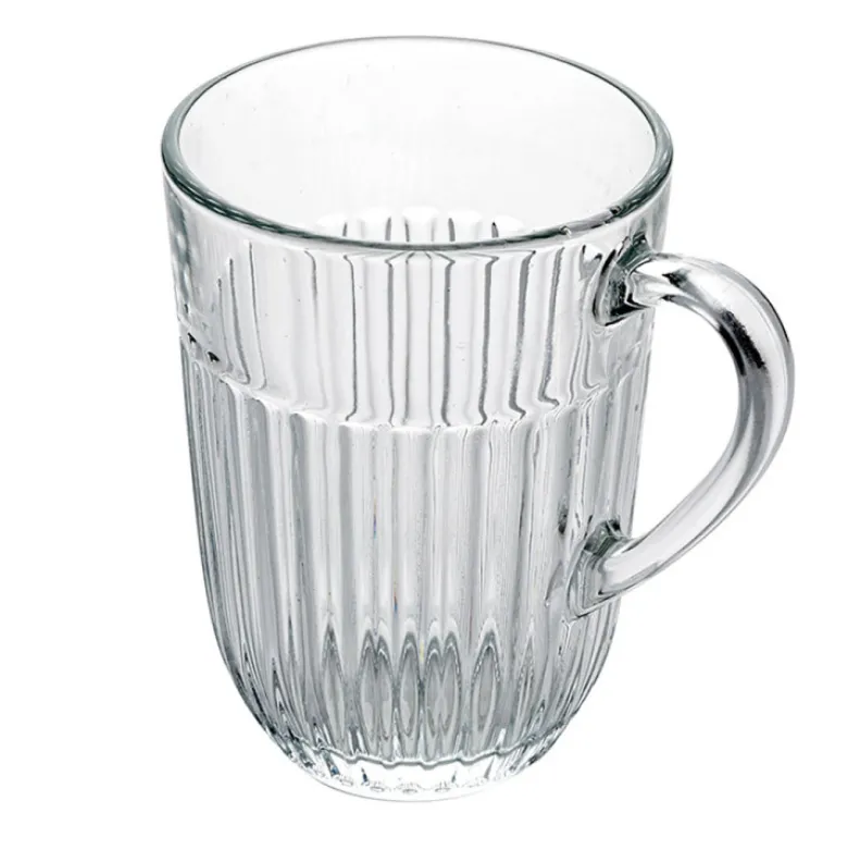Szklanki do kawy herbaty z uchem 380 ml Florina Comet komplet 6 sztuk w zestawie z długimi łyżeczkami do latte