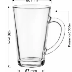 Szklanki do kawy herbaty z uchem 300 ml Glasmark Iwo komplet 6 sztuk