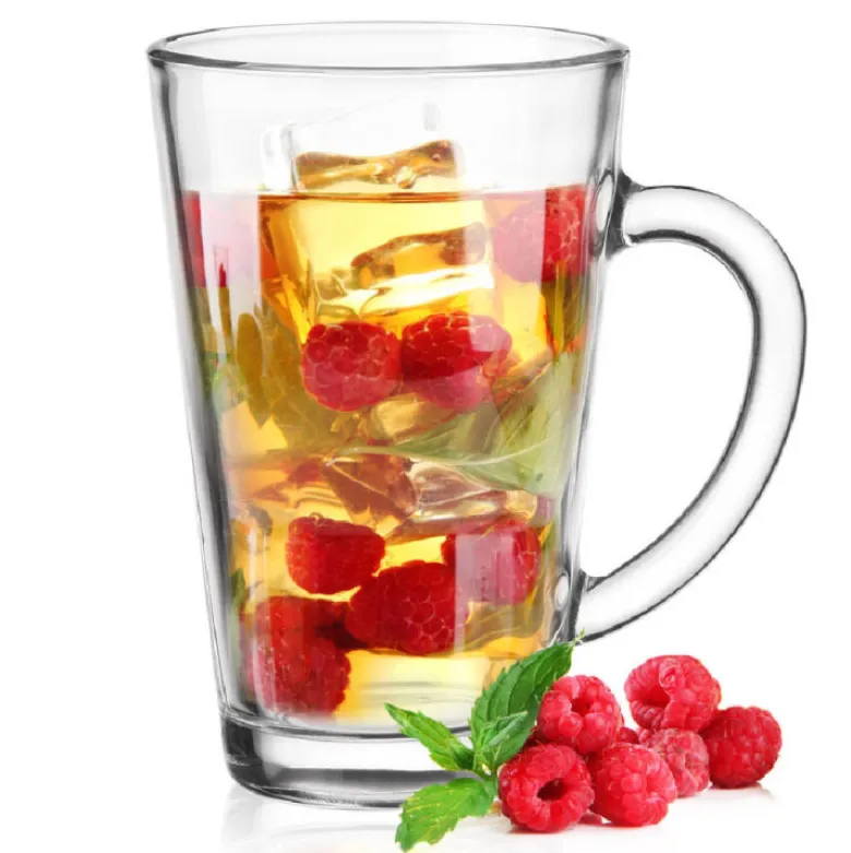 Szklanki do kawy herbaty z uchem 300 ml Glasmark Iwo komplet 6 sztuk z łyżeczkami latte