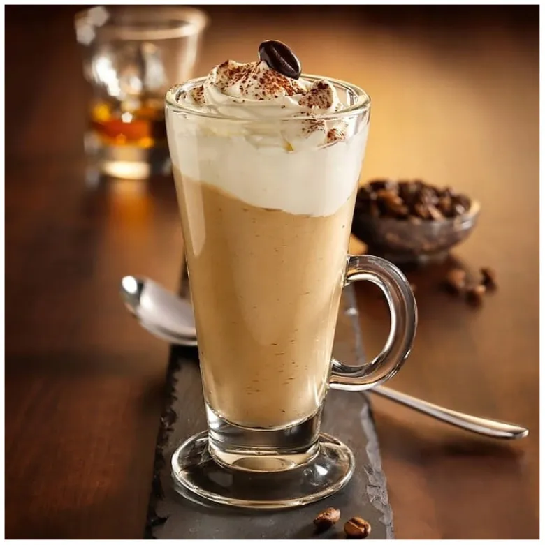 Szklanki do kawy latte Florina Boston 275 ml wysokie zestaw z długimi łyżeczkami 6 sztuk