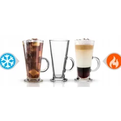 Szklanki do kawy latte Florina Boston 275 ml wysokie zestaw z długimi łyżeczkami 6 sztuk