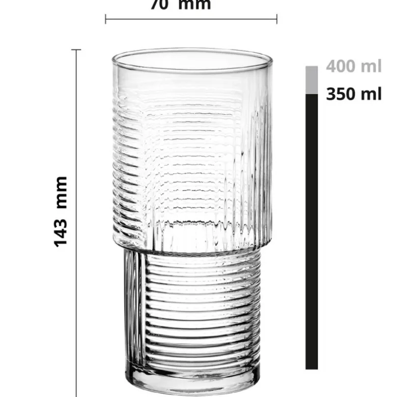 Szklanki do napojów soków wysokie Glasmark Helena 350 ml zestaw 6 szklanek