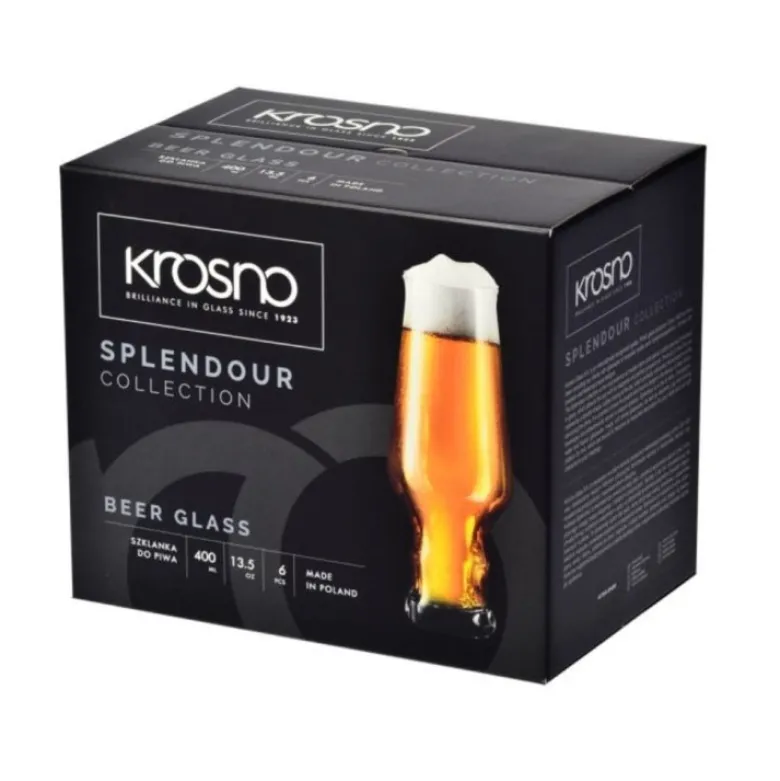 Szklanki do piwa pokal Krosno Splendour 400 ml zestaw 6 szklanek