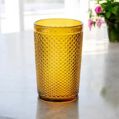 Szklanki do wody 340 ml wysoke Florina Alexis Amber bursztynowe złote zestaw 6 sztuk