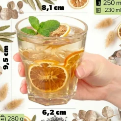 Szklanki klasyczne do napojów i drinków 250 ml zestaw 6 sztuk do soków