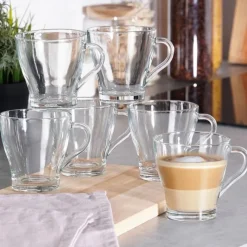 Szklanki klasyczne z uchem do kawy i herbaty 250 ml zestaw 6 sztuk Vilde