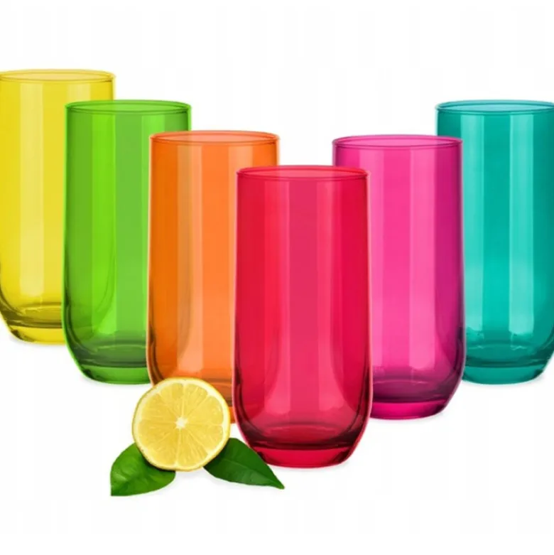 Szklanki kolorowe wysokie 400 ml Glasmark Rainbow zestaw 6 szklanek