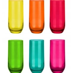 Szklanki kolorowe wysokie 400 ml Glasmark Rainbow zestaw 6 szklanek