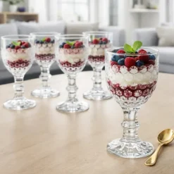 Szklanki kryształowe na stopce do napojów wody soku 340 ml zestaw 6 szt Altom Design Bloom