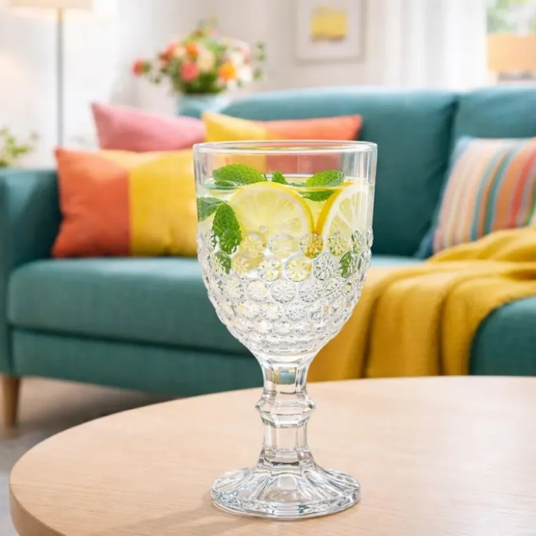 Szklanki kryształowe na stopce do napojów wody soku 340 ml zestaw 6 szt Altom Design Bloom