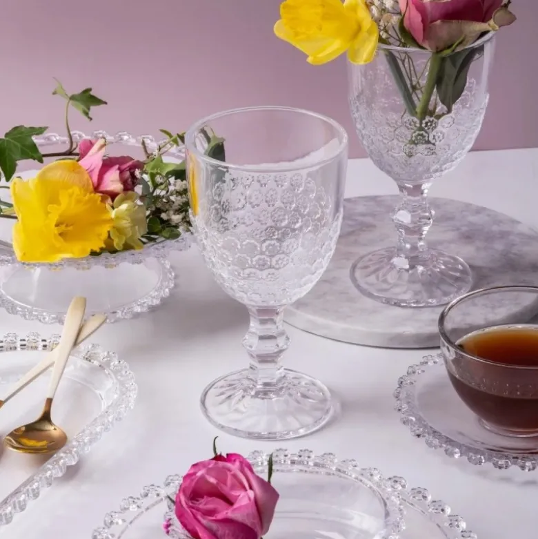 Szklanki kryształowe na stopce do napojów wody soku 340 ml zestaw 6 szt Altom Design Bloom
