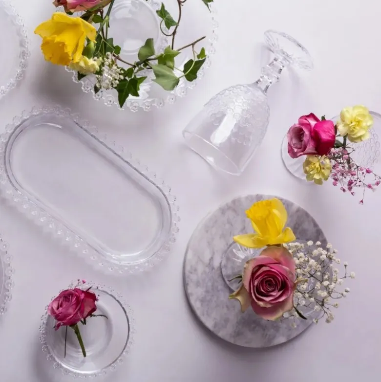 Szklanki kryształowe na stopce do napojów wody soku 340 ml zestaw 6 szt Altom Design Bloom