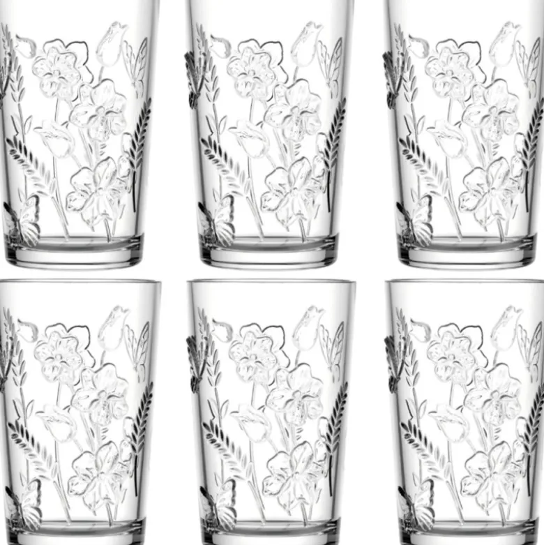 Szklanki 360 ml Altom Rosalie do soków napojów komplet 6 sztuk kwiatowy wzór