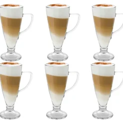Szklanki na nóżce do kawy latte Florina Cezar 250 ml + łyżeczki zestaw 6 sztuk