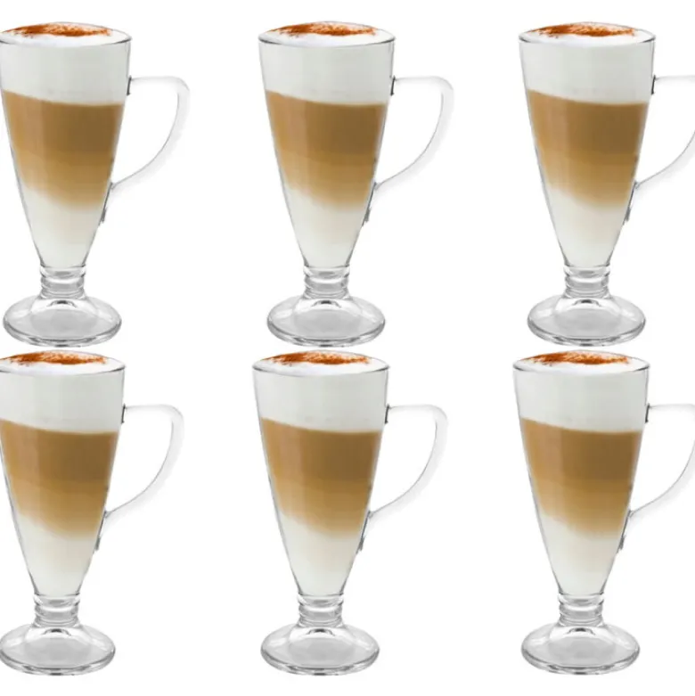 Szklanki na nóżce do kawy latte Florina Cezar 250 ml + łyżeczki zestaw 6 sztuk