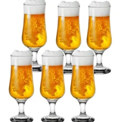 Szklanki na nóżce kieliszki koktajlowe 330 ml pokale do piwa zestaw 6 sztuk Glasmark