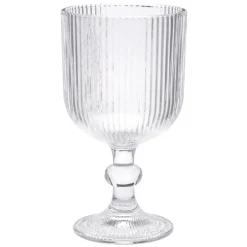 Szklanki na nóżce 370 ml duże Altom Design Selena szklany kubek ryflowany do kawy herbaty drinków deserów