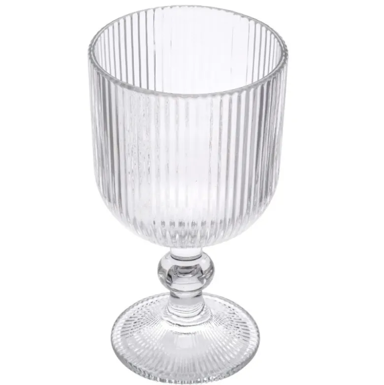 Szklanki na nóżce 370 ml duże Altom Design Selena szklany kubek ryflowany do kawy herbaty drinków deserów