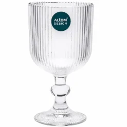 Szklanki na nóżce 370 ml duże Altom Design Selena szklany kubek ryflowany do kawy herbaty drinków deserów