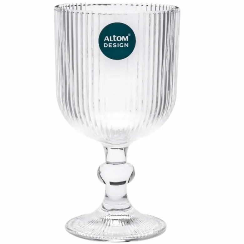 Szklanki na nóżce 370 ml duże Altom Design Selena szklany kubek ryflowany do kawy herbaty drinków deserów