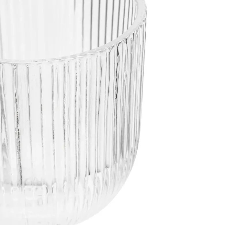 Szklanki na nóżce 370 ml duże Altom Design Selena szklany kubek ryflowany do kawy herbaty drinków deserów