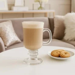 Szklanki ryflowane na nóżce do kawy latte 245ml zestaw 6 szt Altom Design Selena