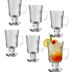 Szklanki ryflowane na nóżce do kawy latte 245ml zestaw 6 szt Altom Design Selena