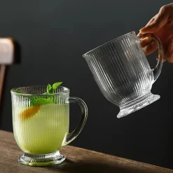 Szklanki ryflowane na nóżce do kawy latte 500 ml zestaw 6 szt Altom Design Selena
