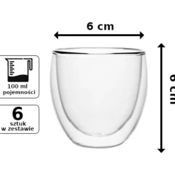 Szklanki termiczne do espresso Florina Malachit 100 ml zestaw 6 szklanek