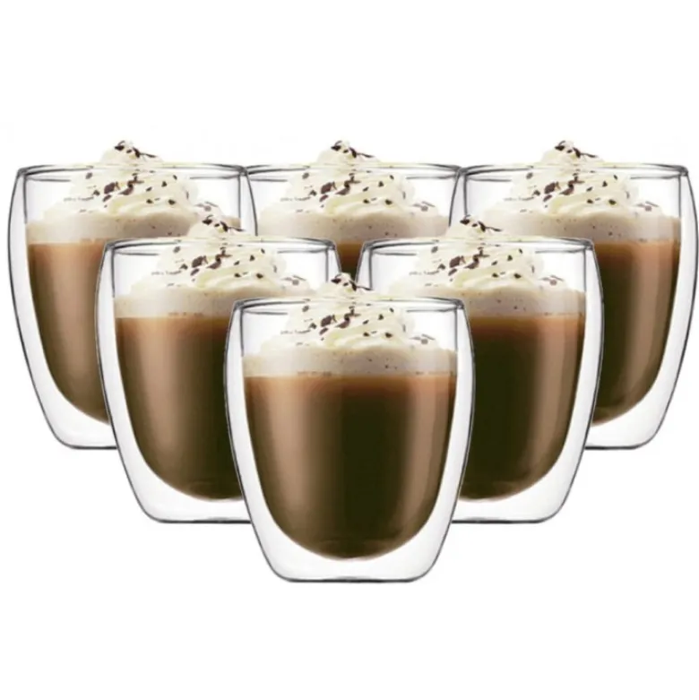 Szklanki termiczne do kawy latte 250 ml zestaw 6 sztuk