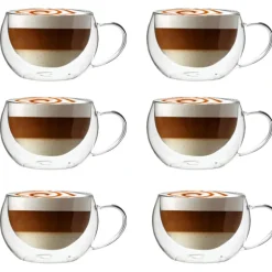 Szklanki termiczne do kawy 300 ml latte MG Home Renza komplet 6 szt szklanek filiżanki