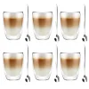 Szklanki termiczne do kawy 250 ml Malachit latte zestaw z łyżeczkami 6 sztuk