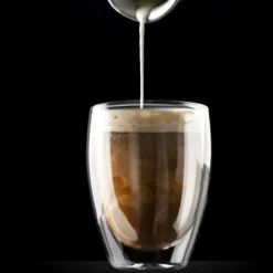 Szklanki termiczne do kawy 250 ml Malachit latte zestaw z łyżeczkami 6 sztuk