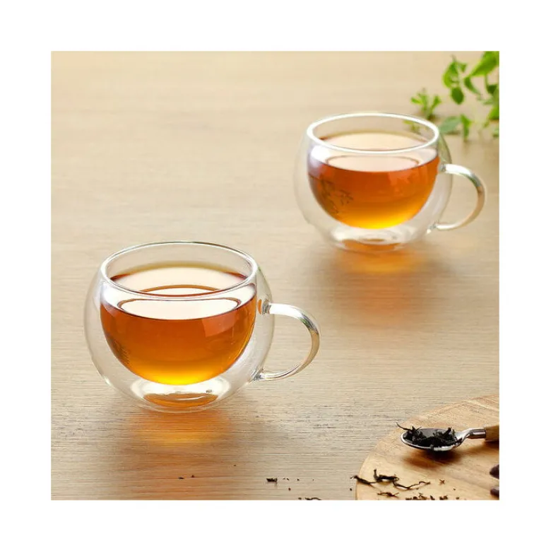 Szklanki termiczne niskie 300 ml latte Kamille KM 9002 komplet 2 szt szklanek