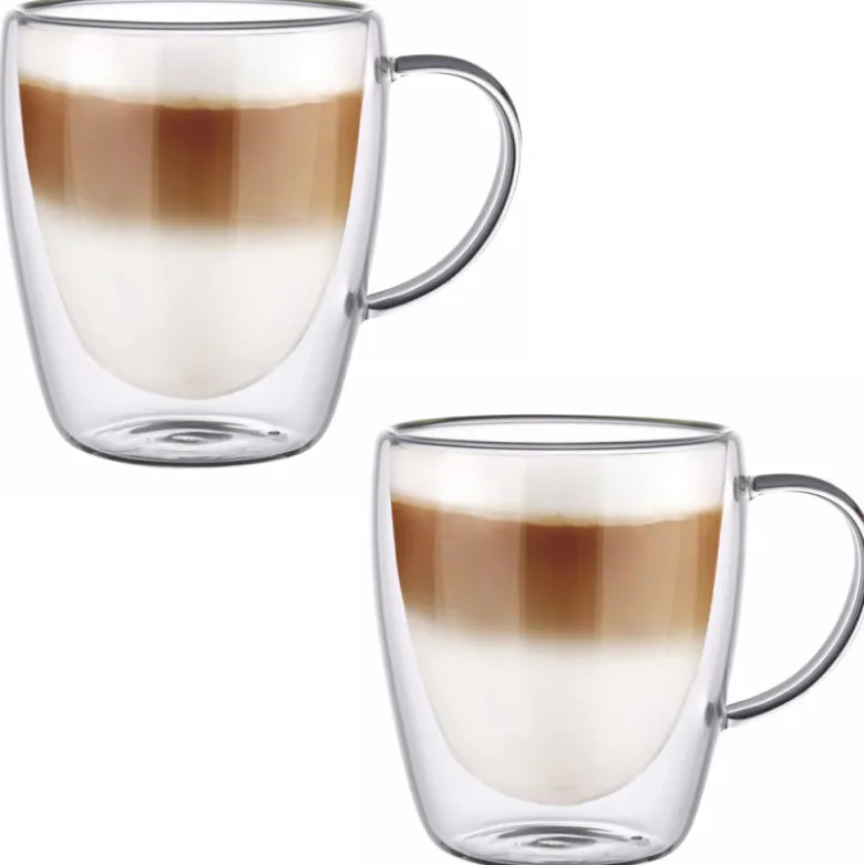 Szklanki termiczne z białym uchem zestaw 6 sztuk Renza 300 ml do kawy latte herbaty MGHOME