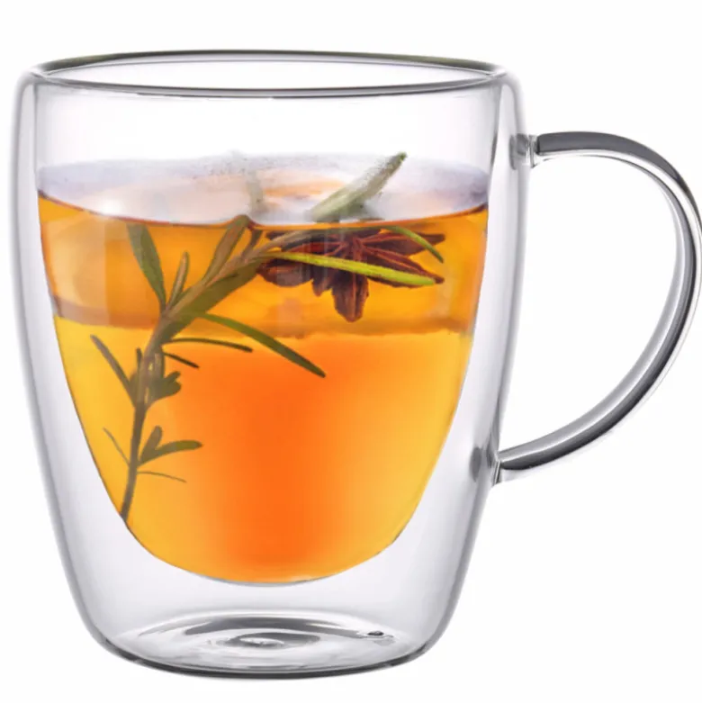 Szklanki termiczne z białym uchem zestaw 6 sztuk Renza 300 ml do kawy latte herbaty MGHOME