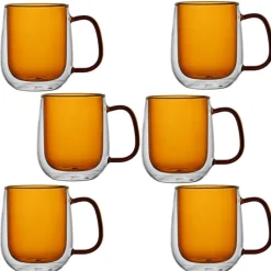 Szklanki termiczne z pomarańczowym wnętrzem 300 ml komplet 2 szt MGHOME