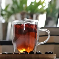 Szklanki termiczne z uchem do kawy latte 350 ml podwójne ścianki komplet 2 szt MG Home Renza