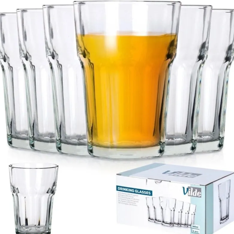 Szklanki wysokie do soków napojów 360 ml zestaw 6 sztuk Vilde