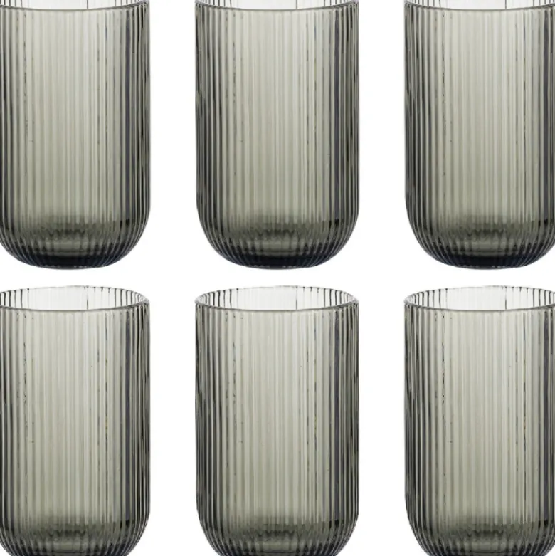 Szklanki wysokie ryflowane Florina Vacanza Grey 430 ml szklane zestaw 6 sztuk