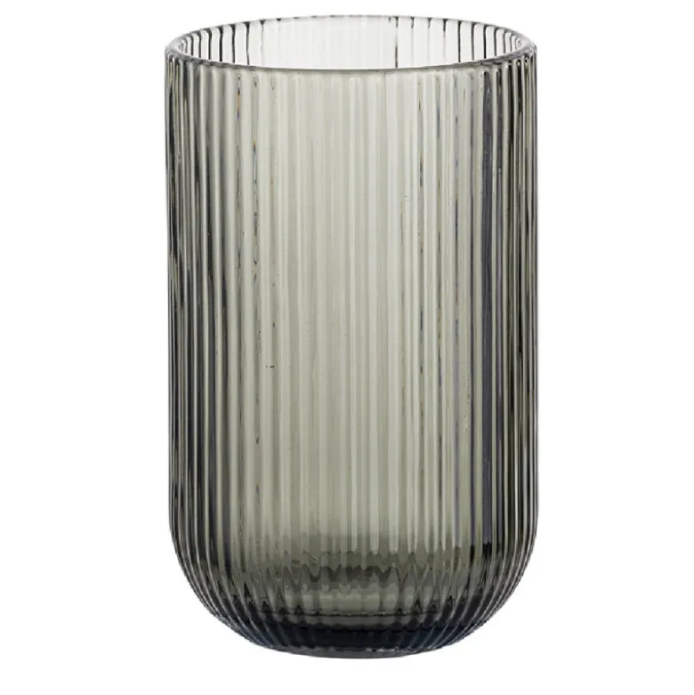 Szklanki wysokie ryflowane Florina Vacanza Grey 430 ml szklane zestaw 6 sztuk
