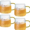 Szklanki z żółtym uchem do ciepłych napojów 350 ml MG Home Deco zestaw 4 szklanek