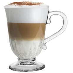 Szklanki z uchem 320 ml Altom Siena Pawie Pióro kubki do herbaty kawy latte macchiato komplet 6 sztuk z łyżeczkami