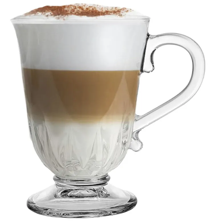 Szklanki z uchem 320 ml Altom Siena Pawie Pióro kubki do herbaty kawy latte macchiato komplet 6 sztuk z łyżeczkami